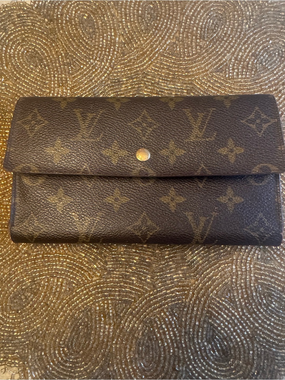 Louis Vuitton Tan Brown Leather Fold Wallet